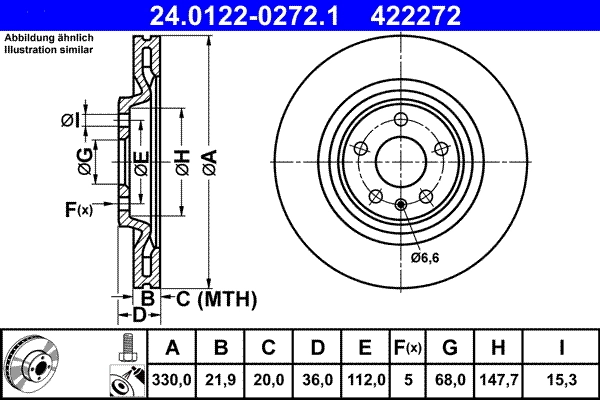 Disque de frein ATE 24.0122-0272.1