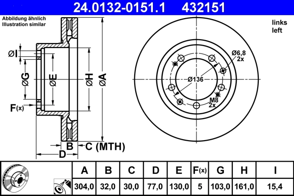 Disque de frein ATE 24.0132-0151.1