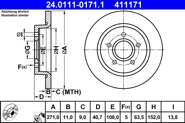 Disque de frein ATE 24.0111-0171.1