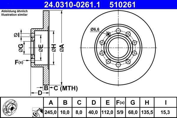 Disque de frein ATE 24.0310-0261.1