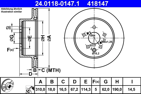 Disque de frein ATE 24.0118-0147.1