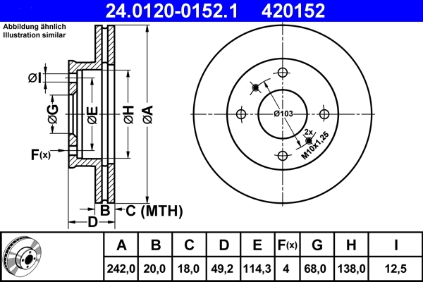Disque de frein ATE 24.0120-0152.1