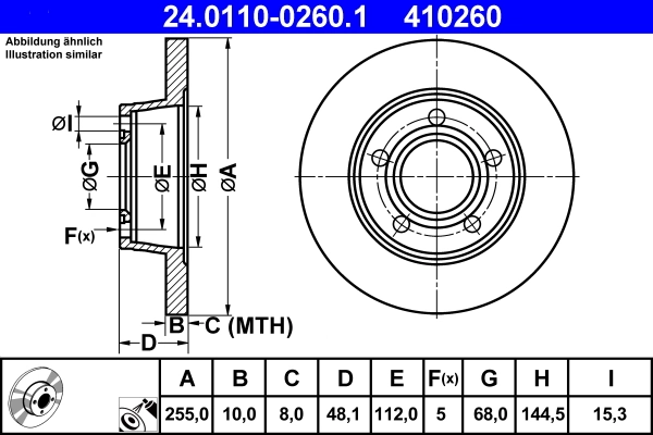 Disque de frein ATE 24.0110-0260.1
