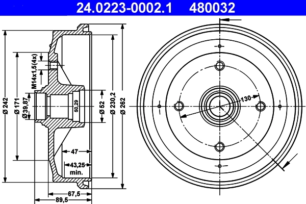 Tambour de frein ATE 24.0223-0002.1
