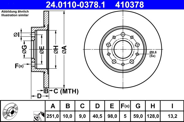 Disque de frein ATE 24.0110-0378.1