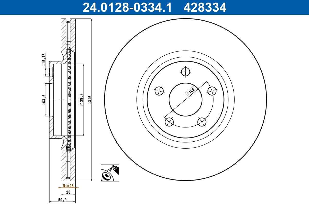 Disque de frein ATE 24.0128-0334.1