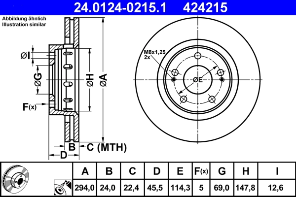 Disque de frein ATE 24.0124-0215.1