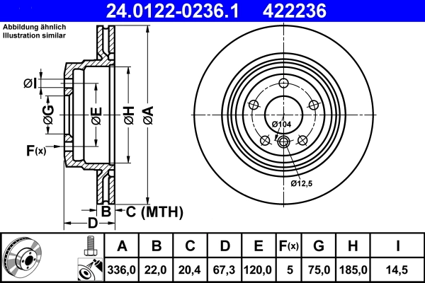 Disque de frein ATE 24.0122-0236.1