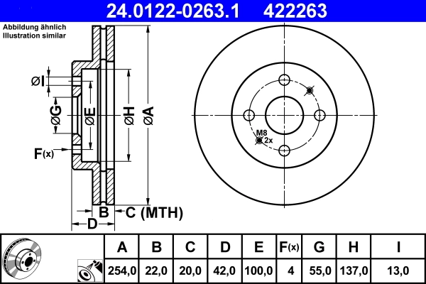 Disque de frein ATE 24.0122-0263.1