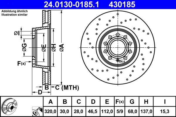 Disque de frein ATE 24.0130-0185.1