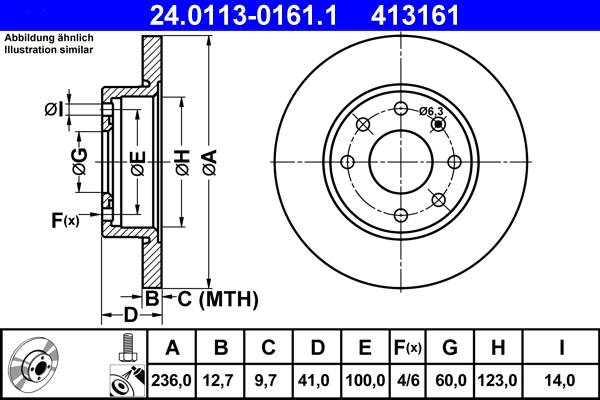 Disque de frein ATE 24.0113-0161.1