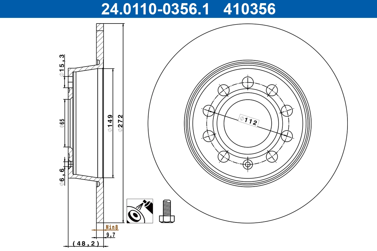 Disque de frein ATE 24.0110-0356.1