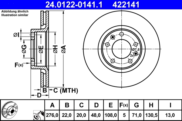 Disque de frein ATE 24.0122-0141.1