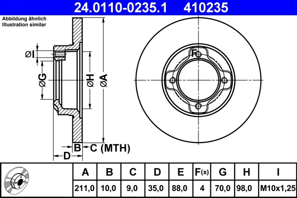 Disque de frein ATE 24.0110-0235.1