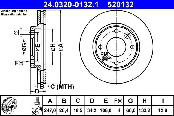 Disque de frein ATE 24.0320-0132.1