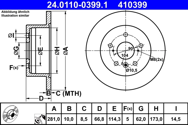 Disque de frein ATE 24.0110-0399.1