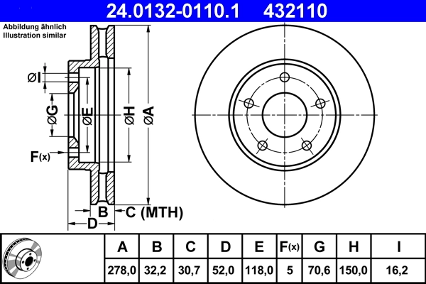 Disque de frein ATE 24.0132-0110.1