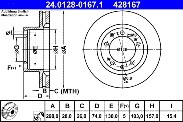 Disque de frein ATE 24.0128-0167.1