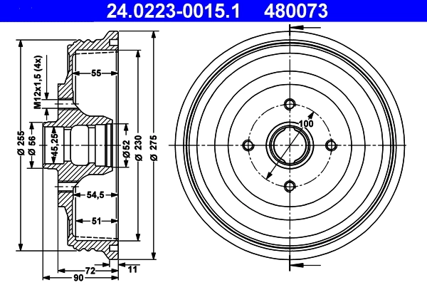 Tambour de frein ATE 24.0223-0015.1