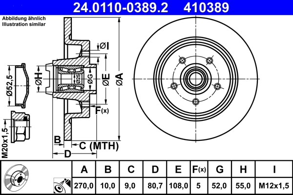 Disque de frein ATE 24.0110-0389.2