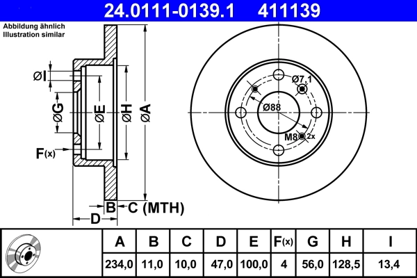 Disque de frein ATE 24.0111-0139.1