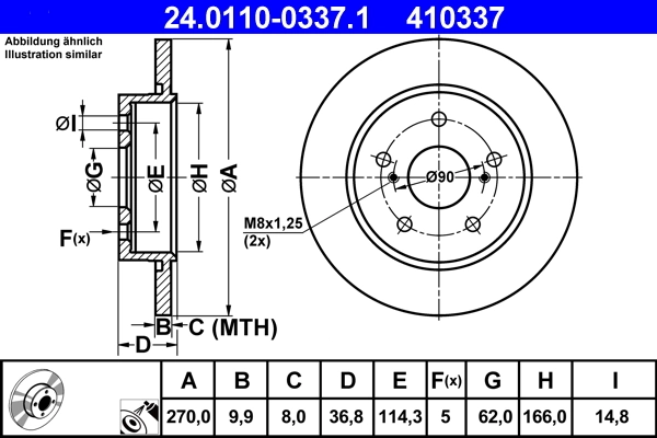 Disque de frein ATE 24.0110-0337.1