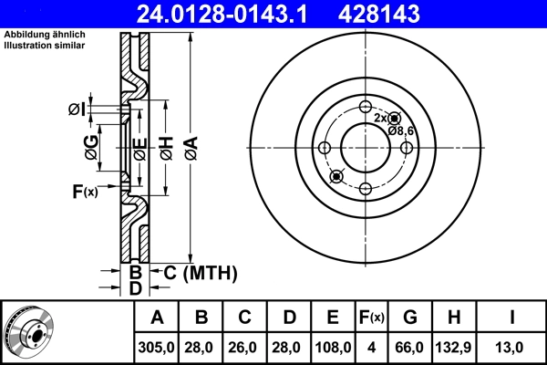 Disque de frein ATE 24.0128-0143.1