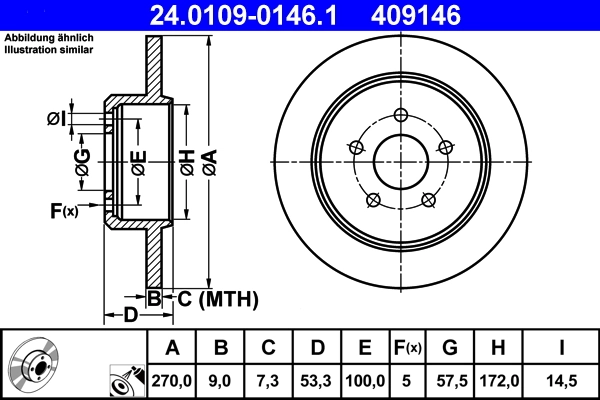 Disque de frein ATE 24.0109-0146.1