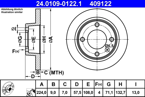 Disque de frein ATE 24.0109-0122.1