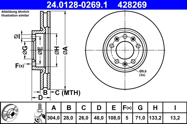 Disque de frein ATE 24.0128-0269.1