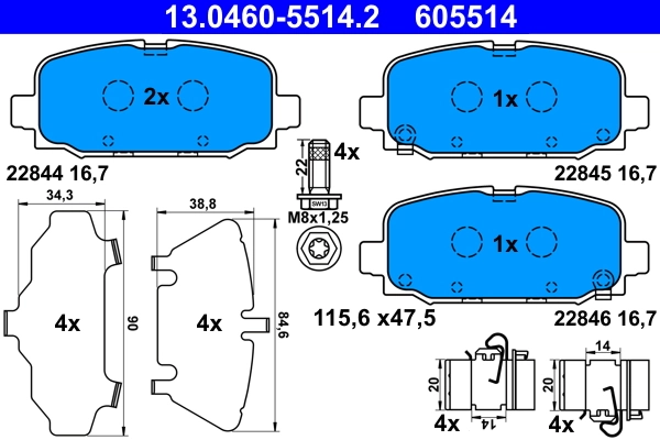 Kit de plaquettes de frein, frein a disque