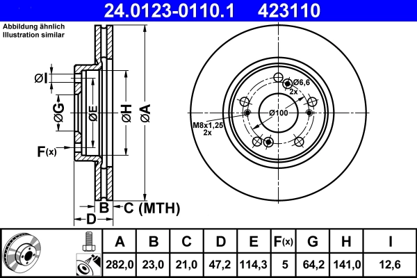 Disque de frein ATE 24.0123-0110.1