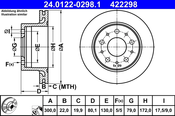 Disque de frein ATE 24.0122-0298.1