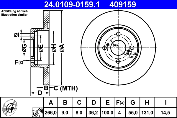 Disque de frein ATE 24.0109-0159.1