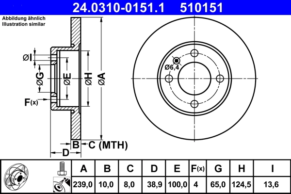 Disque de frein ATE 24.0310-0151.1