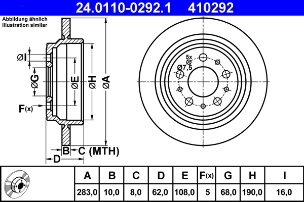 Disque de frein ATE 24.0110-0292.1
