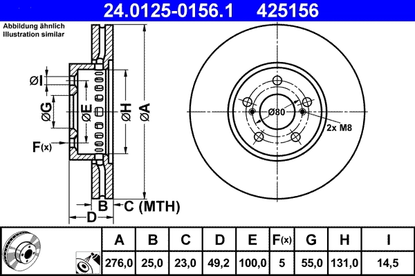 Disque de frein ATE 24.0125-0156.1