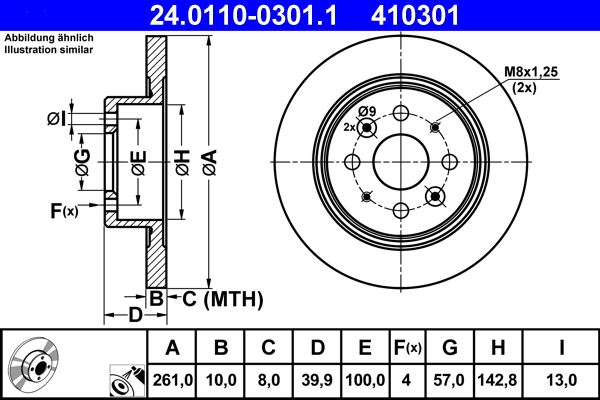 Disque de frein ATE 24.0110-0301.1