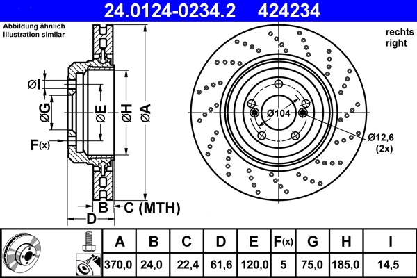 Disque de frein ATE 24.0124-0234.2
