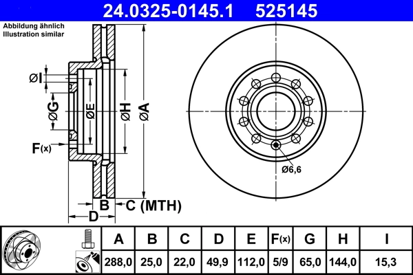 Disque de frein ATE 24.0325-0145.1