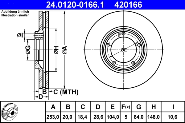 Disque de frein ATE 24.0120-0166.1