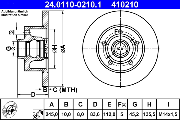 Disque de frein ATE 24.0110-0210.1