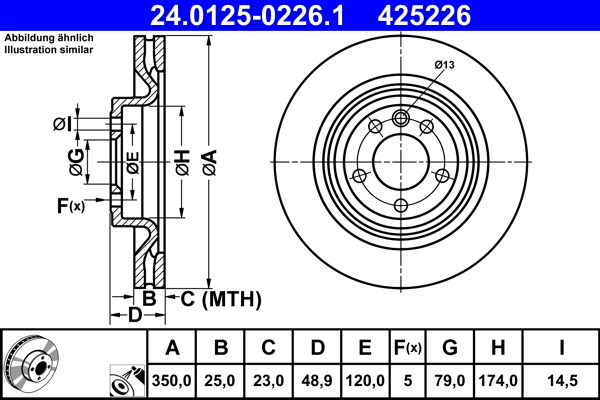 Disque de frein ATE 24.0125-0226.1