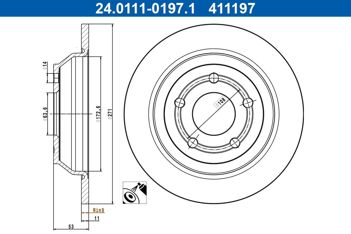 Disque de frein ATE 24.0111-0197.1