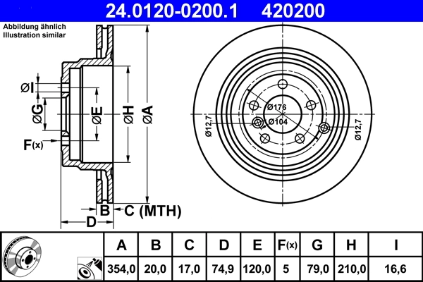 Disque de frein ATE 24.0120-0200.1
