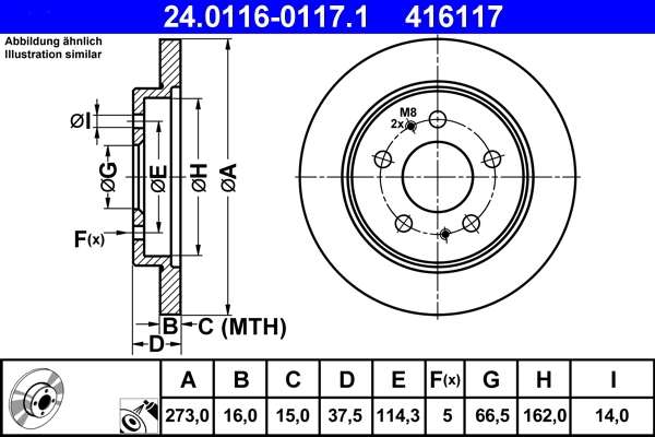 Disque de frein ATE 24.0116-0117.1