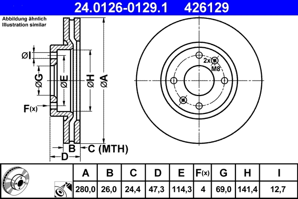 Disque de frein ATE 24.0126-0129.1