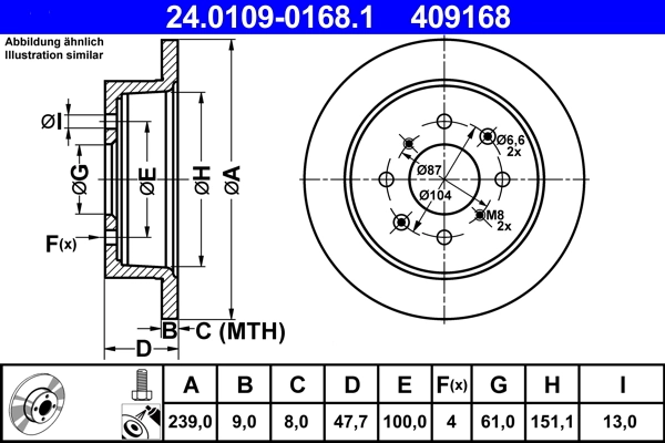 Disque de frein ATE 24.0109-0168.1