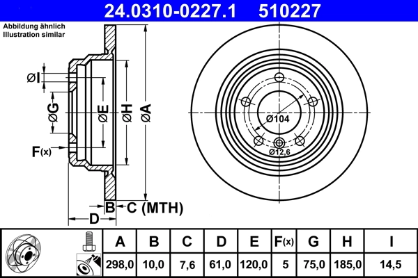 Disque de frein ATE 24.0310-0227.1
