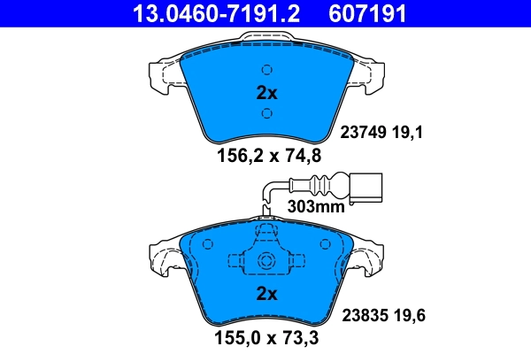 Kit de plaquettes de frein, frein a disque